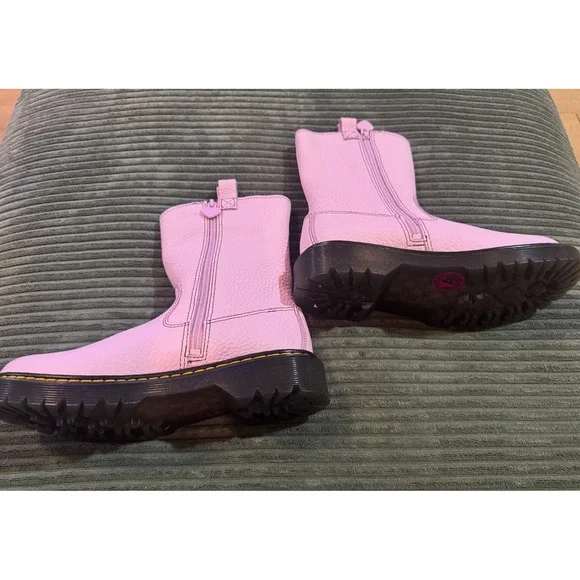 Dr Martens Bex Heart Cut Out Platform Boots Pink Leather Zip Up Size 5 - Picture 3 of 9